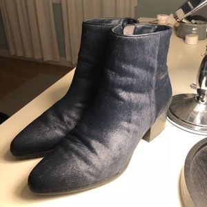 Urban Outfitters Blue Cow Hair Pola Ankle Booties